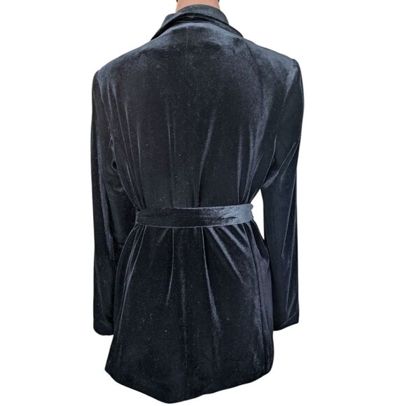 Signature Elegant Black Velvet Blazer Size L Us 12 - Picture 4 of 8